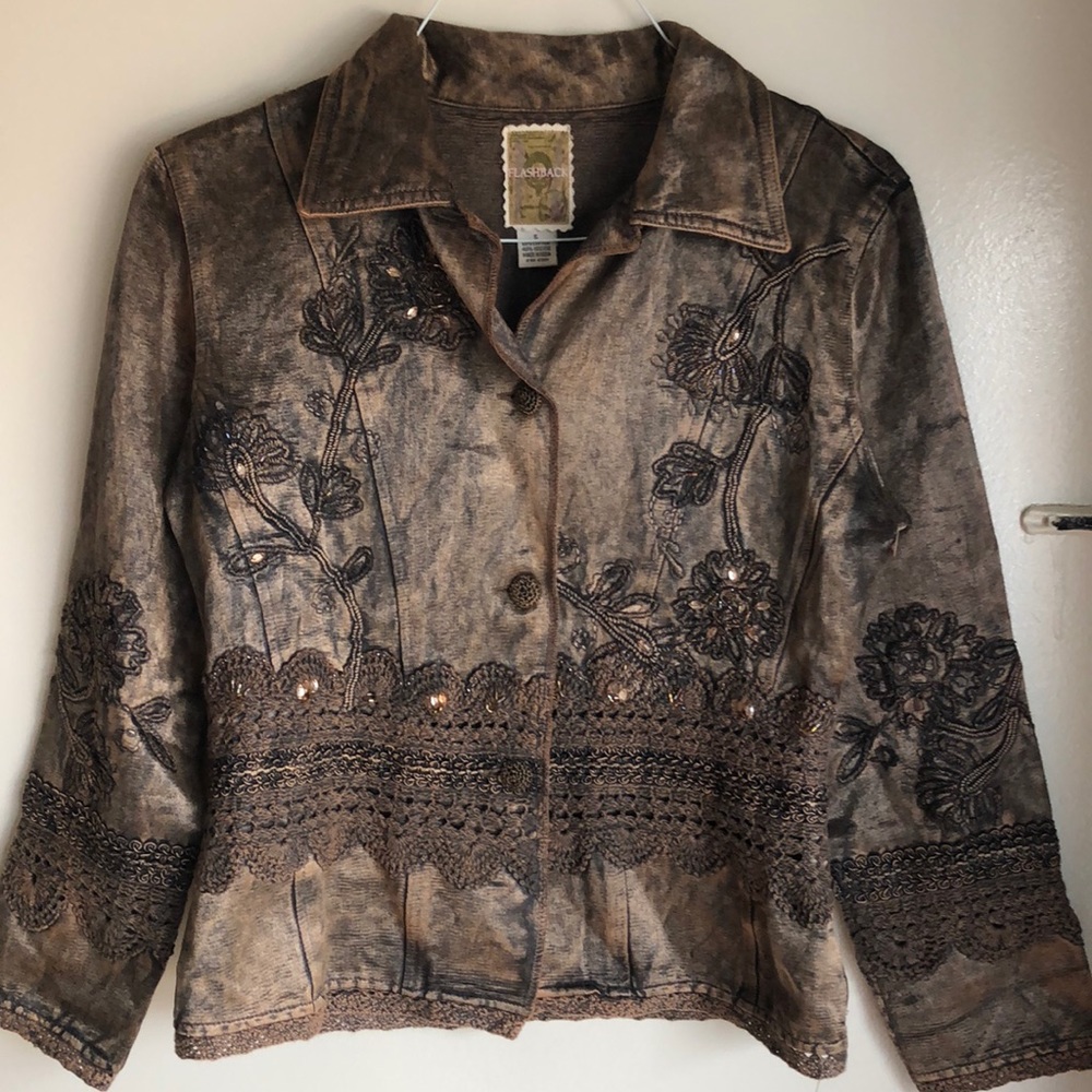 🍢FLASHBACK BRAND🍢EMBELLISHED BRONZE BLAZER🍢